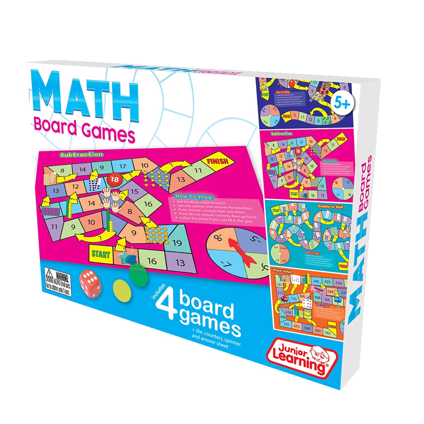 Math Board Games for Ages 5-6 Kindergarten Grade 1 Learning, Math, Perfect for Home School, Educational Resources