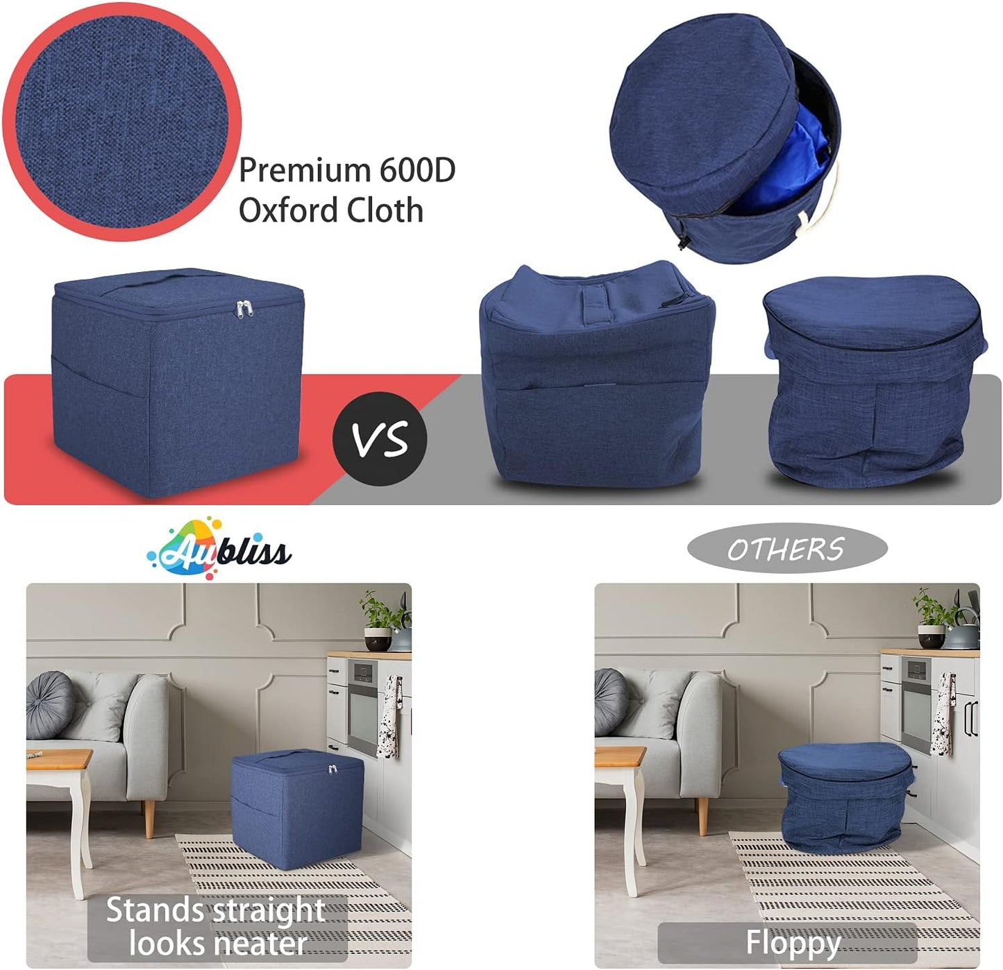 Toy Storage Basket and Play Mat - Extra Large - 13.5'' Cubic Toy Quick Storage Bag with Zipper Lid and Inner Structure, Premium Oxford Toy Storage Organizer for Kids