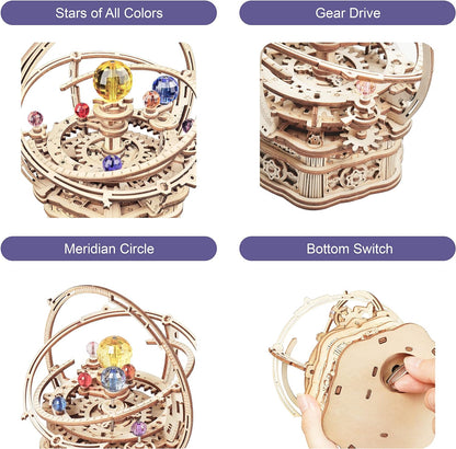 Music Box 3D Puzzles for Adults, DIY Wooden Mechanical Building Model Kits, Rotating Magic Ball Decorative Arts and Crafts, Gift for Adult on Birthday/Christmas - Starry Night