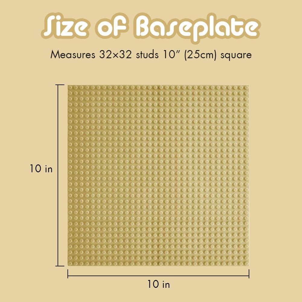 6 Pack Classic Baseplates 10" X 10", Building Base Plates for Building Bricks, 100% Compatible with Major Brands and Activity Table-Baseplate, Sturdy & Safe, Age 3 and up Kids, Sand