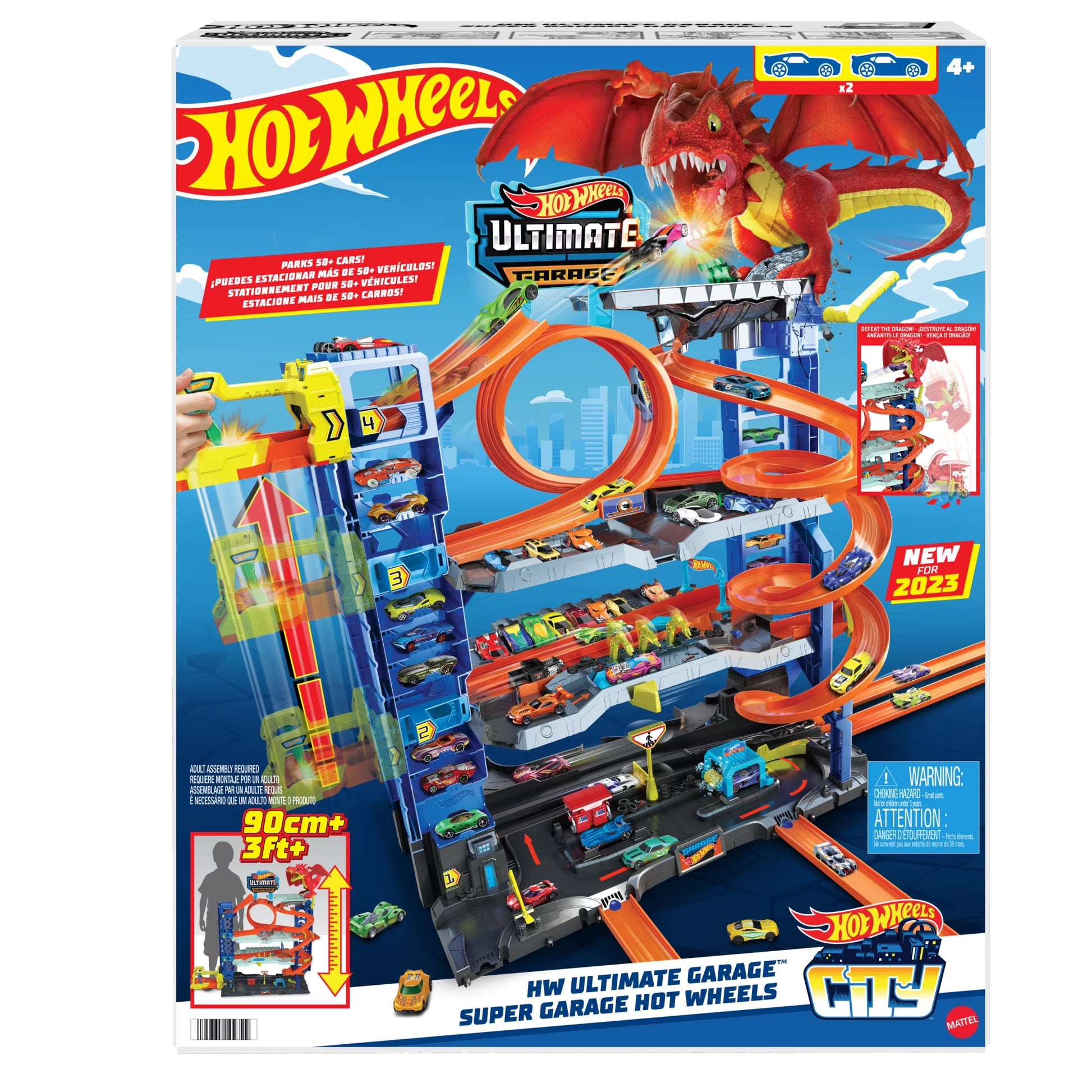 City Ultimate Garage Playset with 2 Die-Cast Cars, Storage for 50+ Cars Child Age 4-8