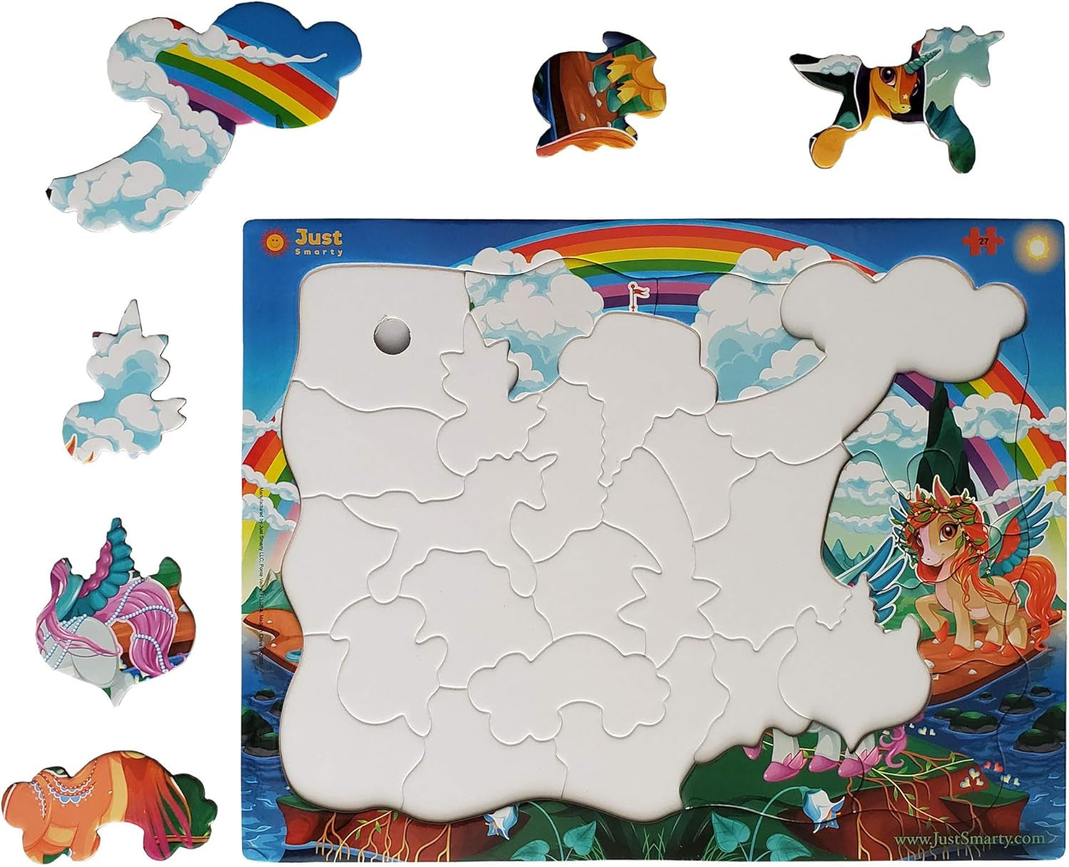 Unicorn Puzzles for Kids 3-5 Years Old | Best Gift for Girls | 27 Pieces Rainbow Puzzle | Unique Jigsaw Shapes Puzzle for Toddlers Ages 3-5 | Vibrant Unicorn Design