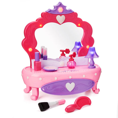 Light-Up Plastic Vanity Set with Storage Drawer, 7 Pieces, Baby and Toddler Toy