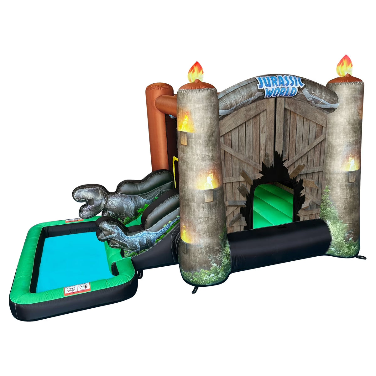 Jurassic World Dinosaur Bounce House with Slide, Ball Pit & Pool – Indoor/Outdoor Inflatable Castle with GFCI Air Blower for Kids Ages 3–8