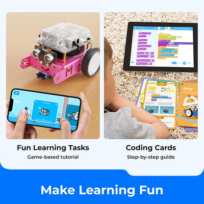 Mbot Robot Kit, STEM Projects for Kids Ages 8-12 Learn to Code with Scratch Arduino, Robot Kit for Kids, Computer Programming for Beginners Gift for Boys and Girls 8 Pink