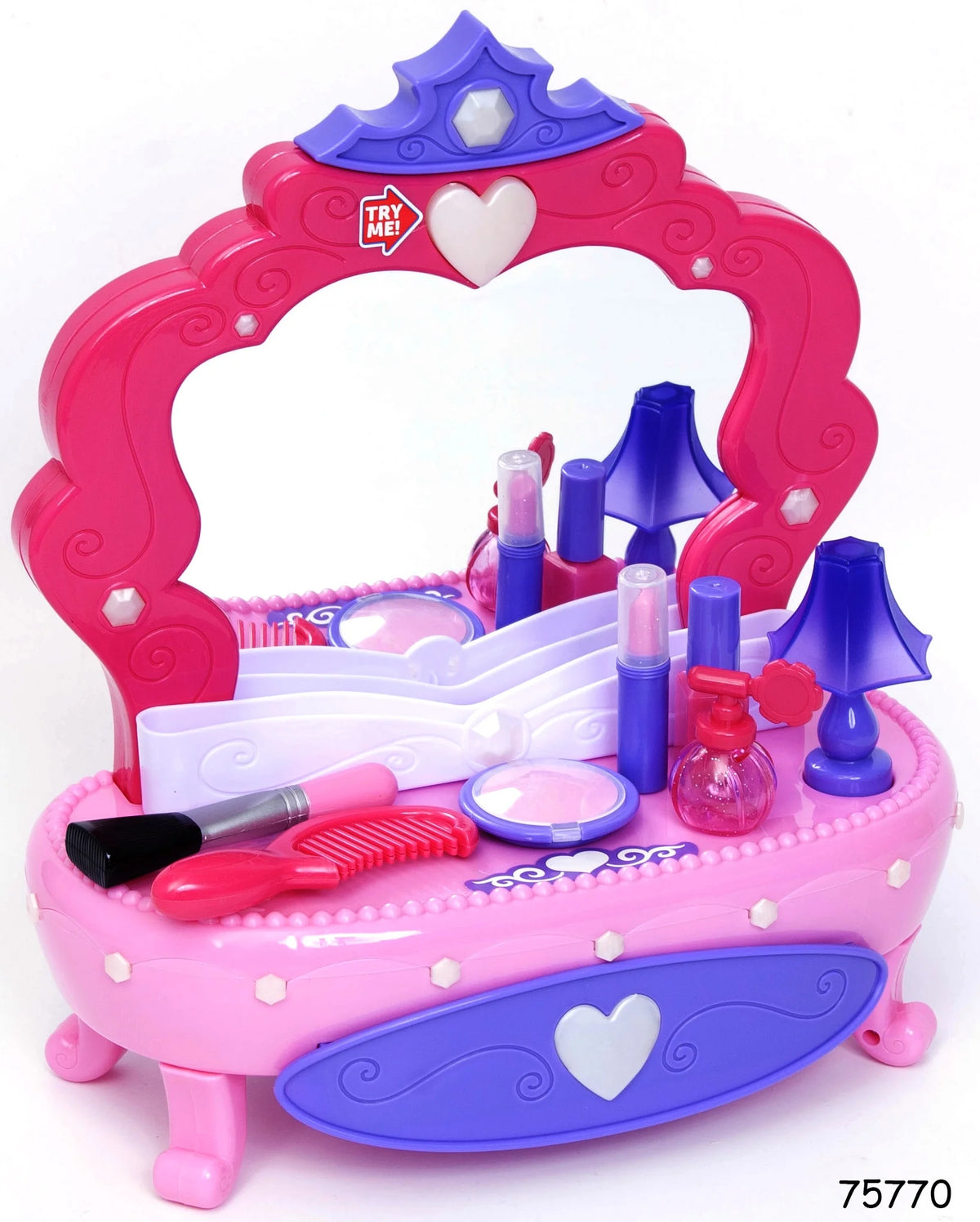 Light-Up Plastic Vanity Set with Storage Drawer, 7 Pieces, Baby and Toddler Toy