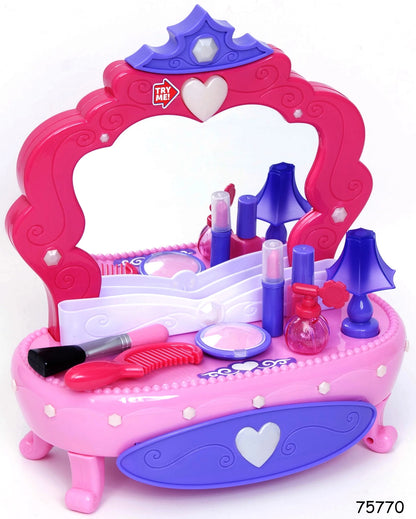 Light-Up Plastic Vanity Set with Storage Drawer, 7 Pieces, Baby and Toddler Toy