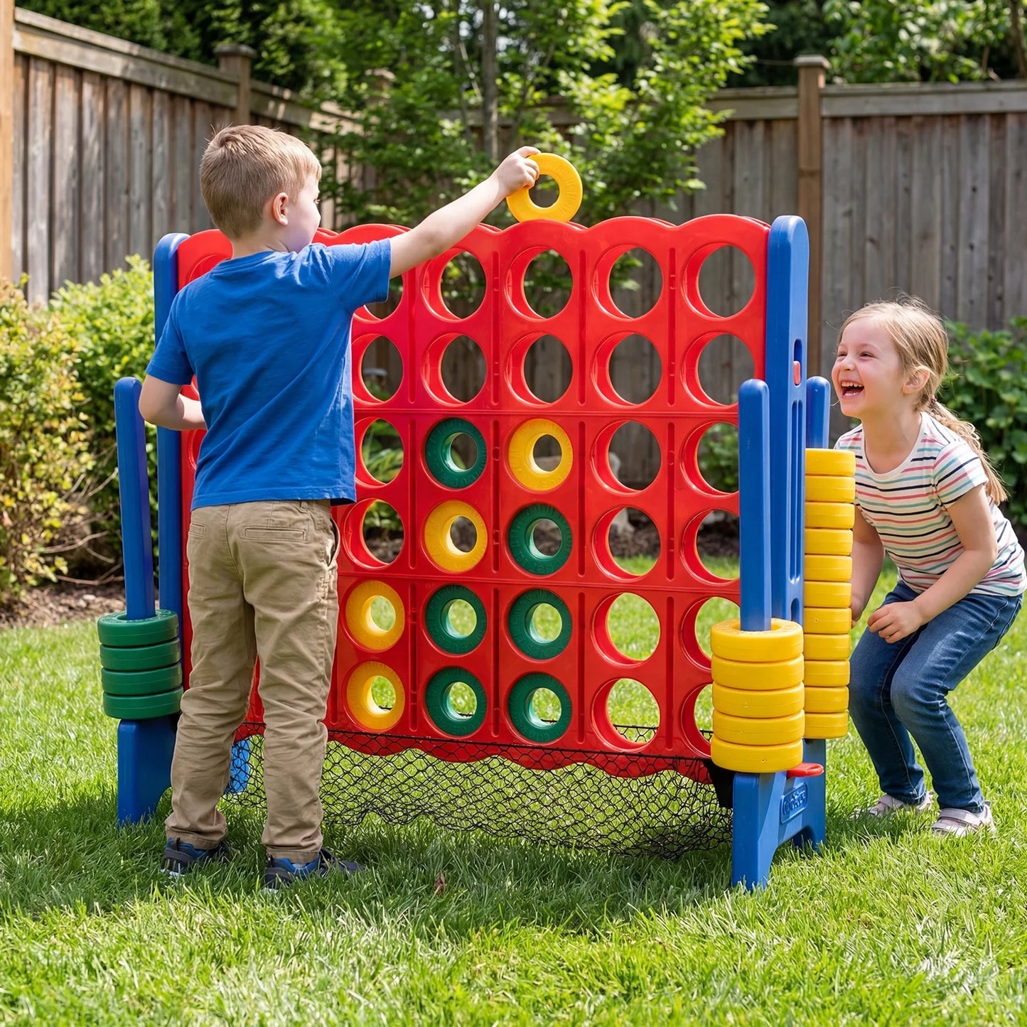 4-To-Score Giant Game Set 4-In-A-Row Connect Game with Storage Net for Kids & Adult