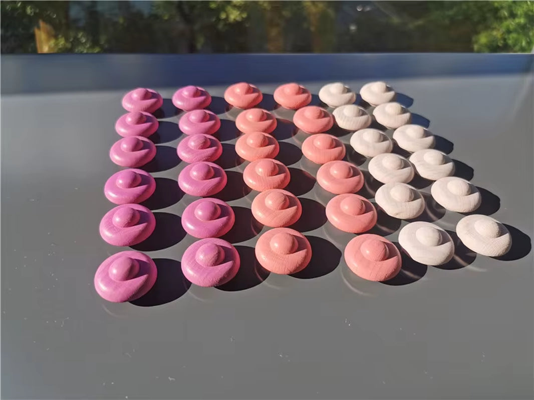 Children Rainbow Wood Blocks Loose Parts Toy Mushrooms Montessori Wooden Droplets Jigsaw