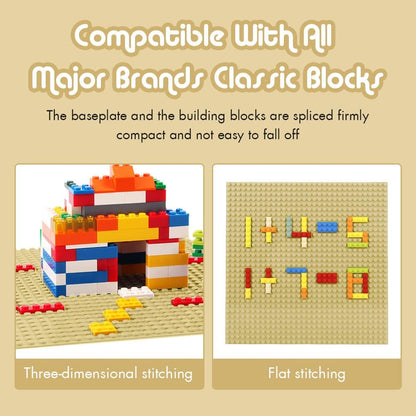 6 Pack Classic Baseplates 10" X 10", Building Base Plates for Building Bricks, 100% Compatible with Major Brands and Activity Table-Baseplate, Sturdy & Safe, Age 3 and up Kids, Sand