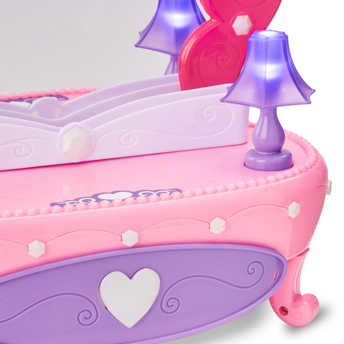 Light-Up Plastic Vanity Set with Storage Drawer, 7 Pieces, Baby and Toddler Toy