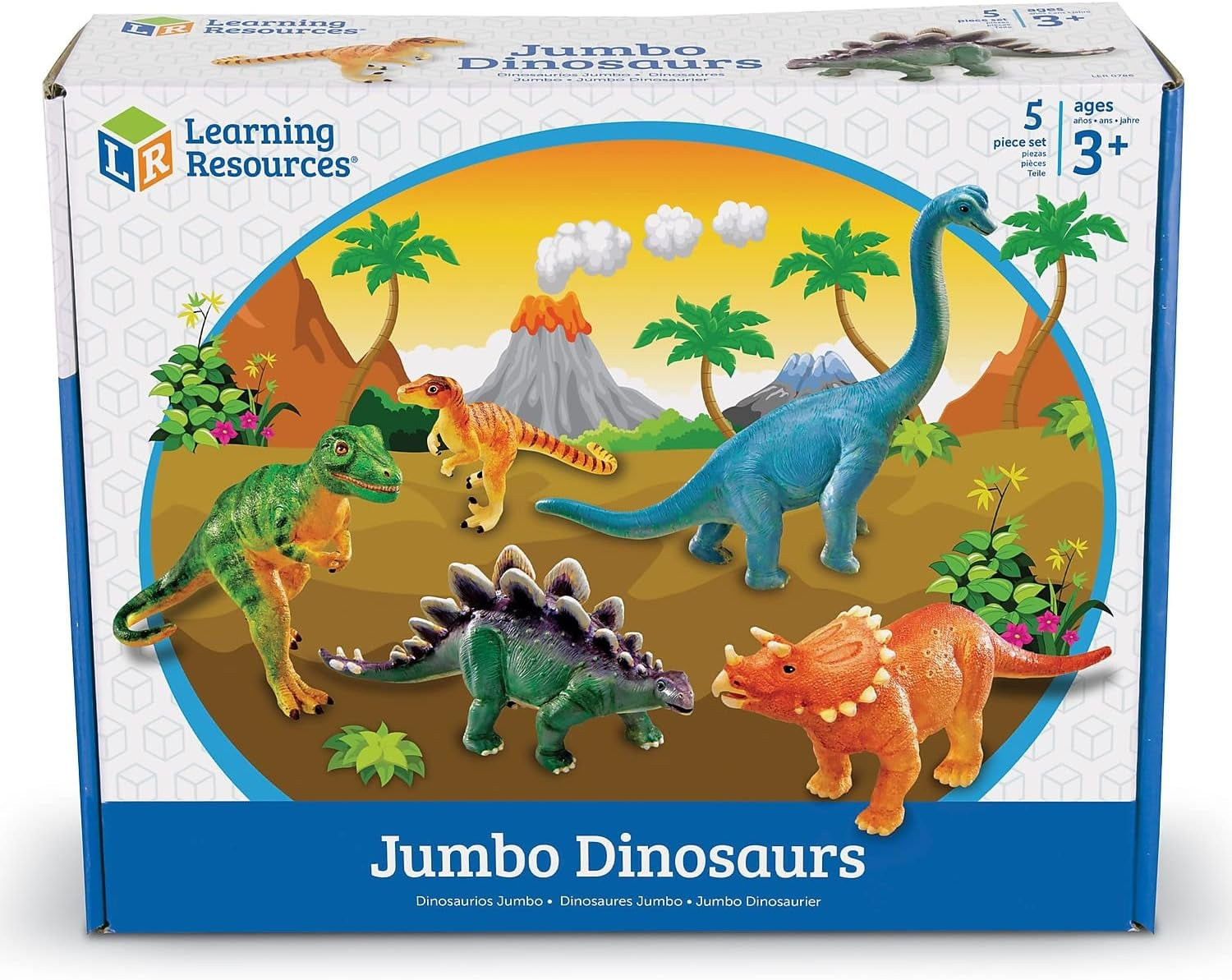 Jumbo Dinosaurs - Toddler Outdoor Toys, Animal Figurines, Montessori, Fine Motor Skills, Imaginative Play, Gits for Boys and Girls, Preschool Counting, Triceratops