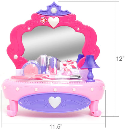 Light-Up Plastic Vanity Set with Storage Drawer, 7 Pieces, Baby and Toddler Toy