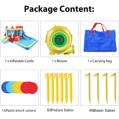 146''X 132'' X 82'' Inflatable Bounce Houses for Kids 3-10 with Blower Double Slide Climbing Wall and Ball Pit/Large Pool Outdoor/Indoor Bouncy House, PVC, Child, Teen, Toddler