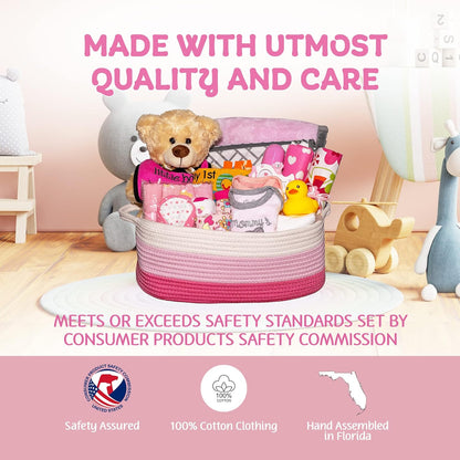 Bundle of Joy Deluxe Baby Girl Gift, Newborn Gift Set, Baby Layette Set with 25-Piece New Baby Essentials, Baby Gift Basket for Expecting Moms and New Parents, Pink - Nikki’S Gift Baskets