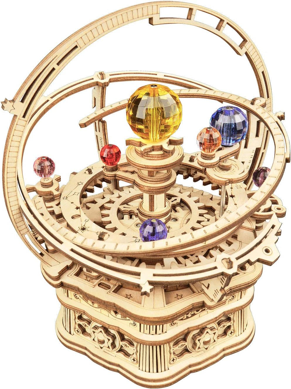 Music Box 3D Puzzles for Adults, DIY Wooden Mechanical Building Model Kits, Rotating Magic Ball Decorative Arts and Crafts, Gift for Adult on Birthday/Christmas - Starry Night