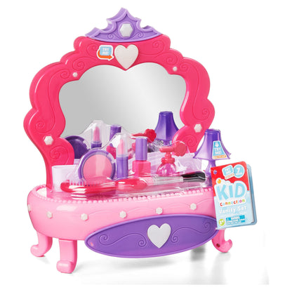 Light-Up Plastic Vanity Set with Storage Drawer, 7 Pieces, Baby and Toddler Toy