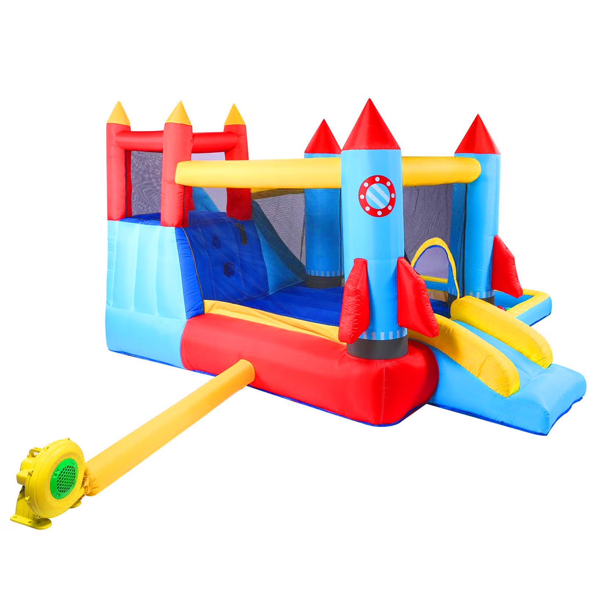 146''X 132'' X 82'' Inflatable Bounce Houses for Kids 3-10 with Blower Double Slide Climbing Wall and Ball Pit/Large Pool Outdoor/Indoor Bouncy House, PVC, Child, Teen, Toddler