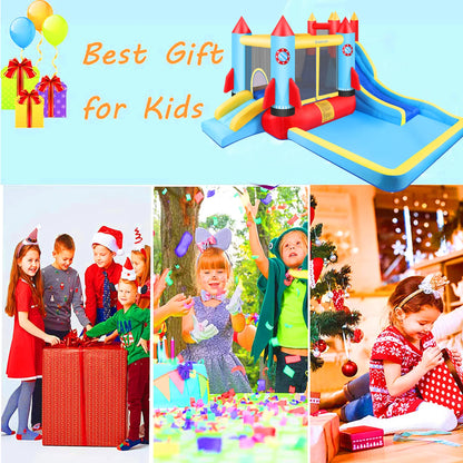 146''X 132'' X 82'' Inflatable Bounce Houses for Kids 3-10 with Blower Double Slide Climbing Wall and Ball Pit/Large Pool Outdoor/Indoor Bouncy House, PVC, Child, Teen, Toddler