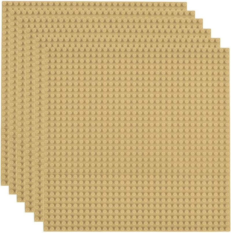 6 Pack Classic Baseplates 10" X 10", Building Base Plates for Building Bricks, 100% Compatible with Major Brands and Activity Table-Baseplate, Sturdy & Safe, Age 3 and up Kids, Sand