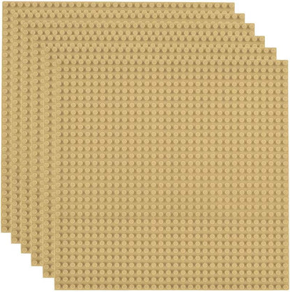 6 Pack Classic Baseplates 10" X 10", Building Base Plates for Building Bricks, 100% Compatible with Major Brands and Activity Table-Baseplate, Sturdy & Safe, Age 3 and up Kids, Sand