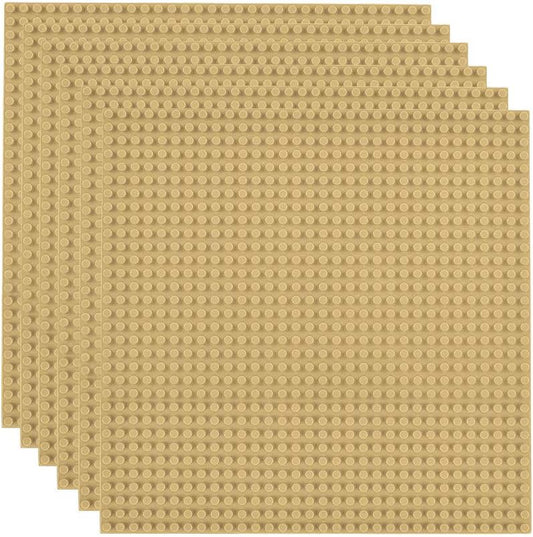6 Pack Classic Baseplates 10" X 10", Building Base Plates for Building Bricks, 100% Compatible with Major Brands and Activity Table-Baseplate, Sturdy & Safe, Age 3 and up Kids, Sand