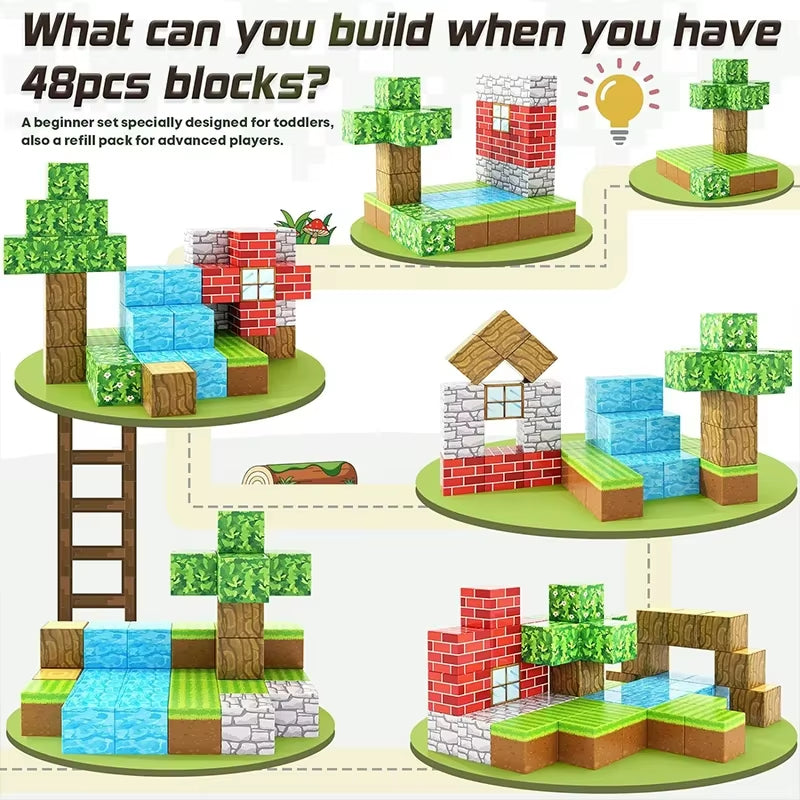 Magnetic Building Blocks Mine World Cube Magnet World Set for Kid Age 3+ DIY Model Children Stem Best Montessori Sensory Toy