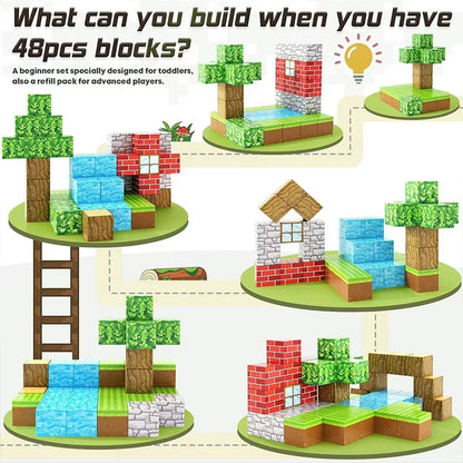 Magnetic Building Blocks Mine World Cube Magnet World Set for Kid Age 3+ DIY Model Children Stem Best Montessori Sensory Toy