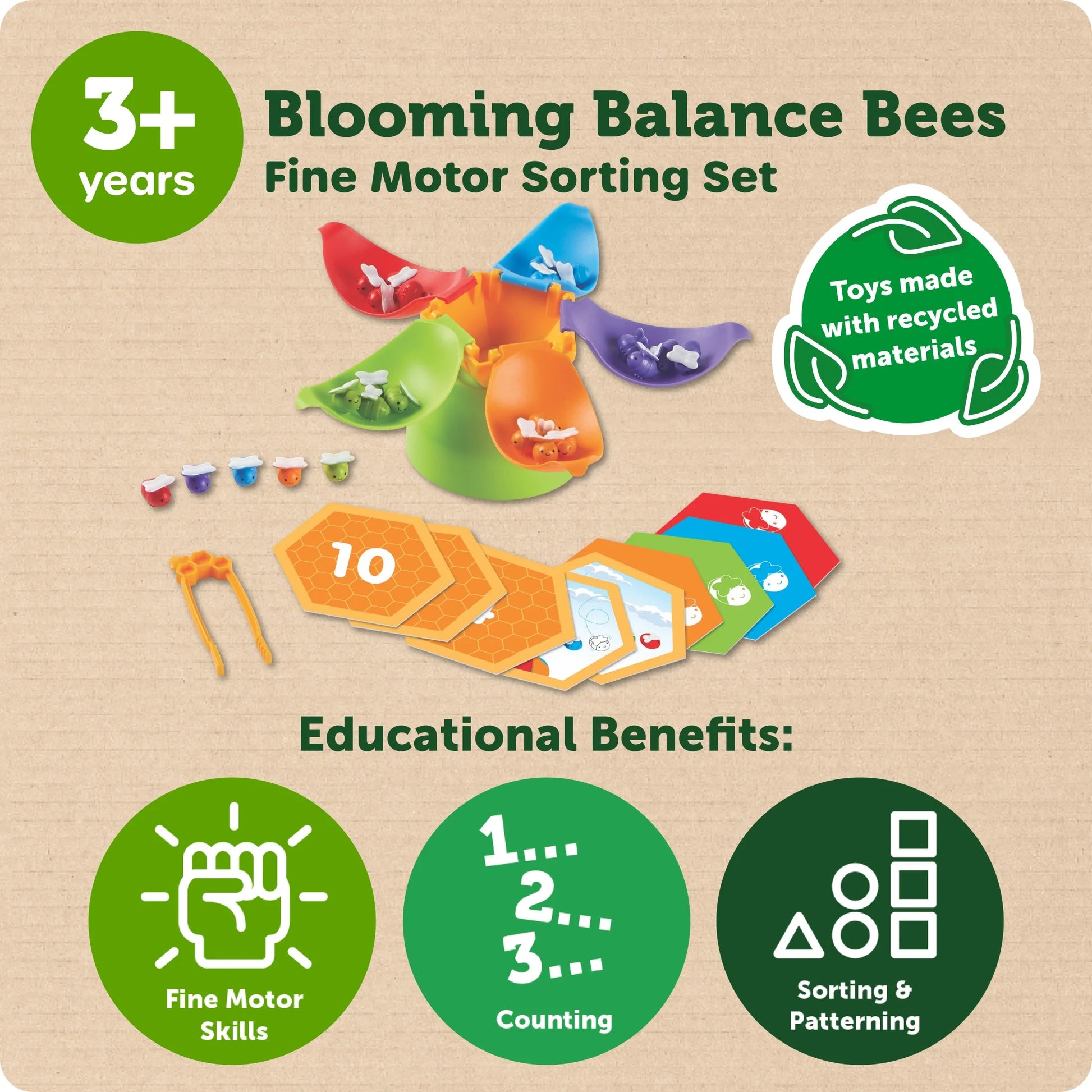 Blooming Balance Bees Fine Motor Sorting Set, Preschool Toys, Ages 3+