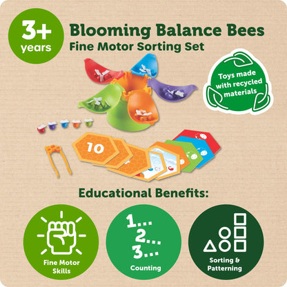 Blooming Balance Bees Fine Motor Sorting Set, Preschool Toys, Ages 3+