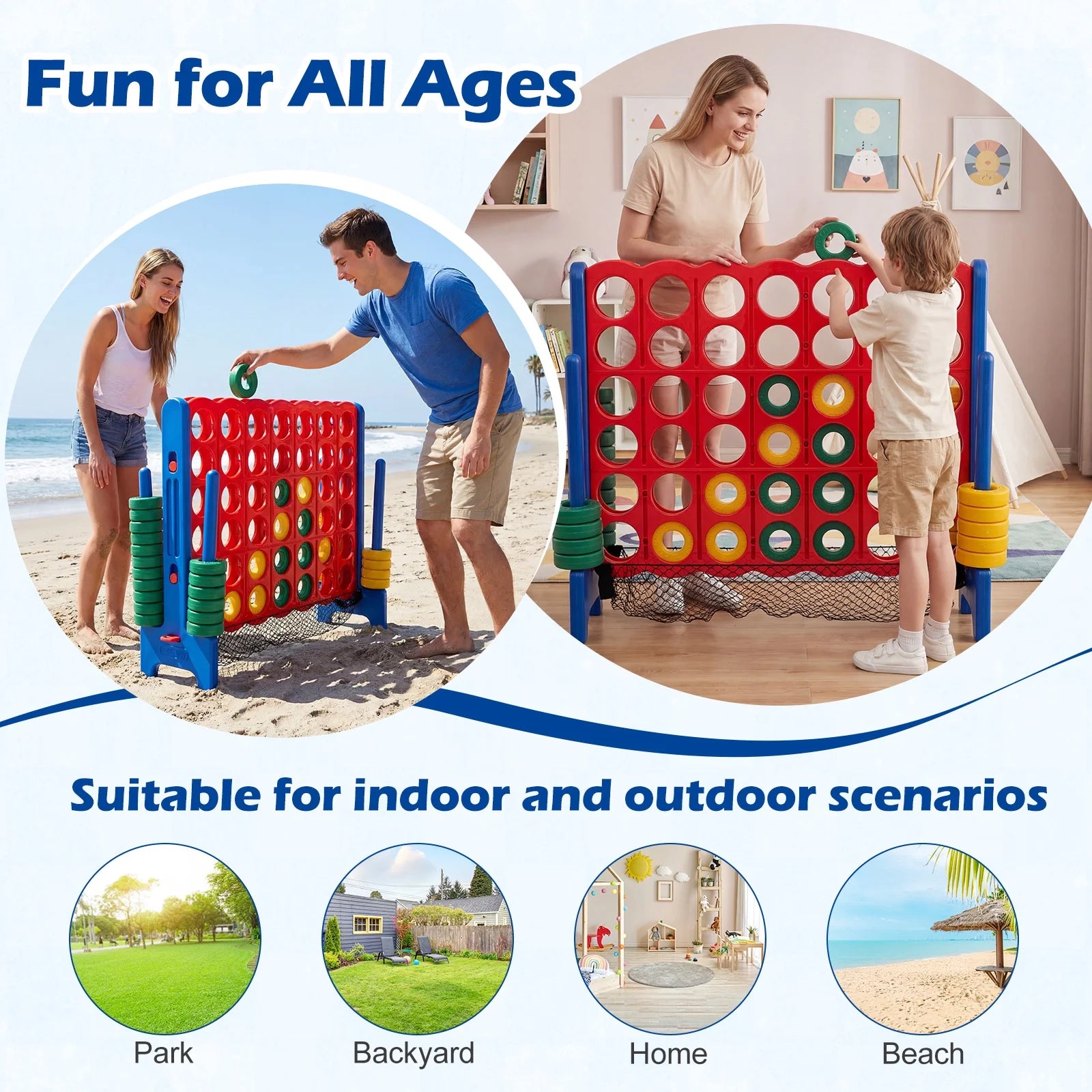 4-To-Score Giant Game Set 4-In-A-Row Connect Game with Storage Net for Kids & Adult