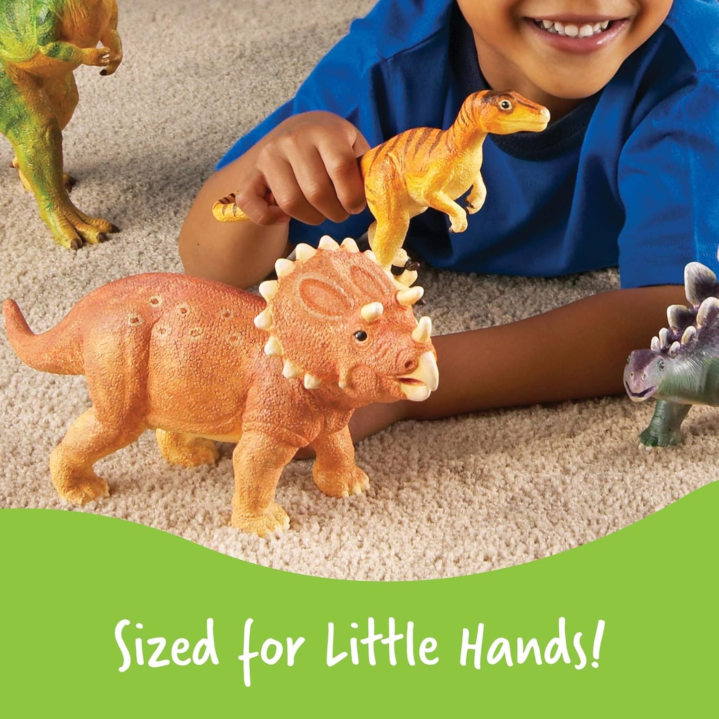 Jumbo Dinosaurs - Toddler Outdoor Toys, Animal Figurines, Montessori, Fine Motor Skills, Imaginative Play, Gits for Boys and Girls, Preschool Counting, Triceratops