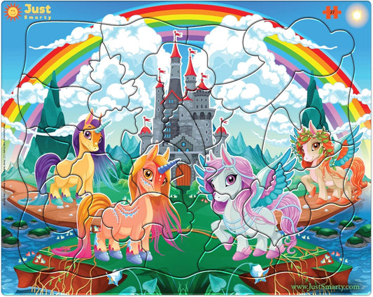Unicorn Puzzles for Kids 3-5 Years Old | Best Gift for Girls | 27 Pieces Rainbow Puzzle | Unique Jigsaw Shapes Puzzle for Toddlers Ages 3-5 | Vibrant Unicorn Design