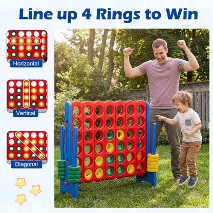 4-To-Score Giant Game Set 4-In-A-Row Connect Game with Storage Net for Kids & Adult