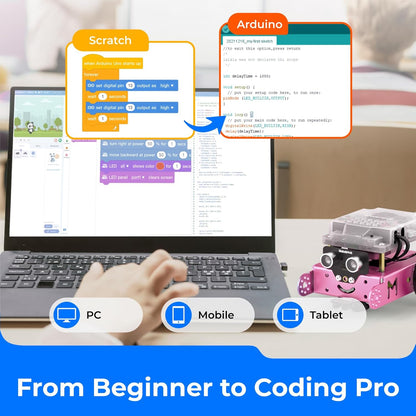Mbot Robot Kit, STEM Projects for Kids Ages 8-12 Learn to Code with Scratch Arduino, Robot Kit for Kids, Computer Programming for Beginners Gift for Boys and Girls 8 Pink